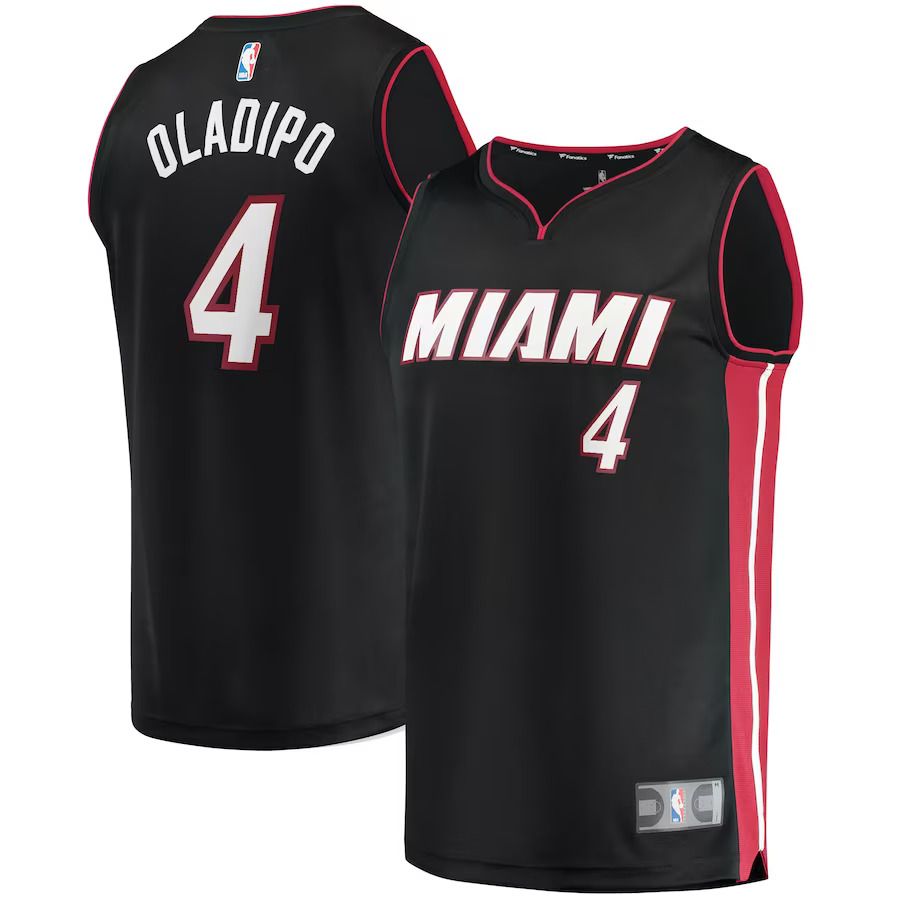 Men Miami Heat 4 Victor Oladipo Fanatics Branded Black Fast Break Road Replica NBA Jersey